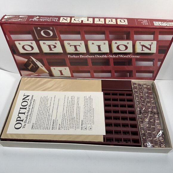 Option Vintage Double Sided Word Board Game Parker Brothers 1983 Complete NIOB - Picture 3 of 9